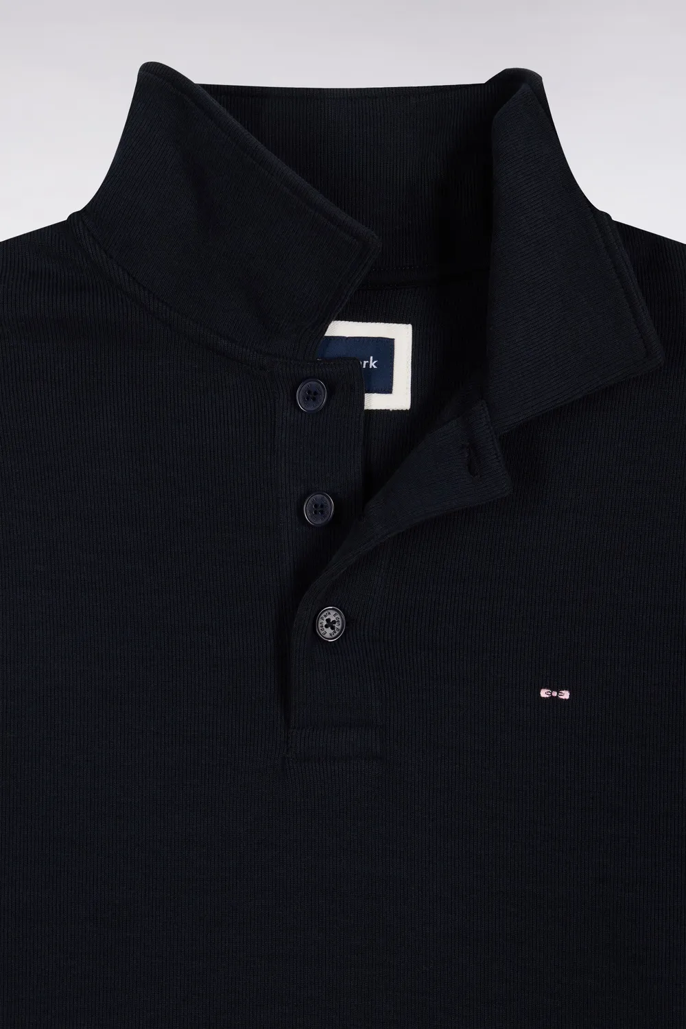 Eden Park sweat col polo coton marine coupe droite
