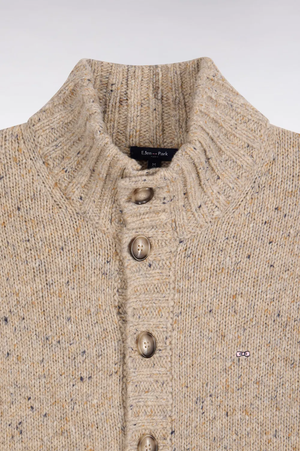 Eden Park cardigan boutonné maille épaisse écru coupe droite