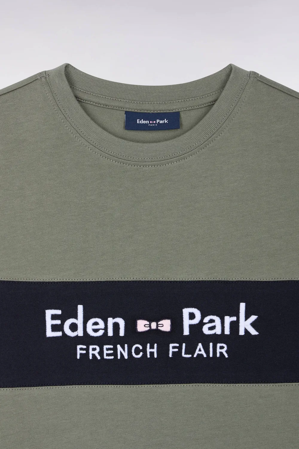Eden Park t-shirt enfant kaki coton coupe droite