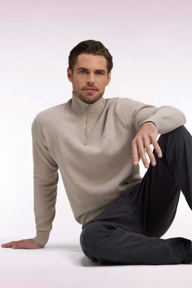 Eden Park pull col camionneur coton beige homme