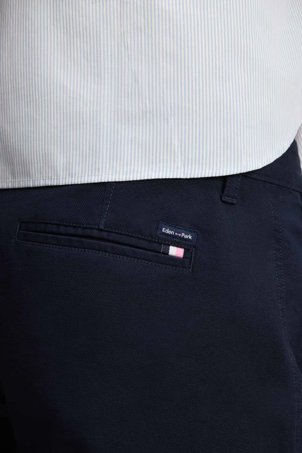 Eden Park chino piqué coton stretch marine regular homme