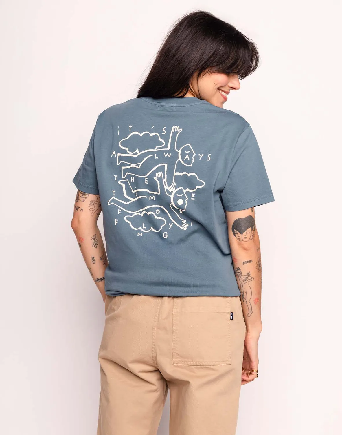 OLOW Flying t-shirt homme bleu acier coton bio