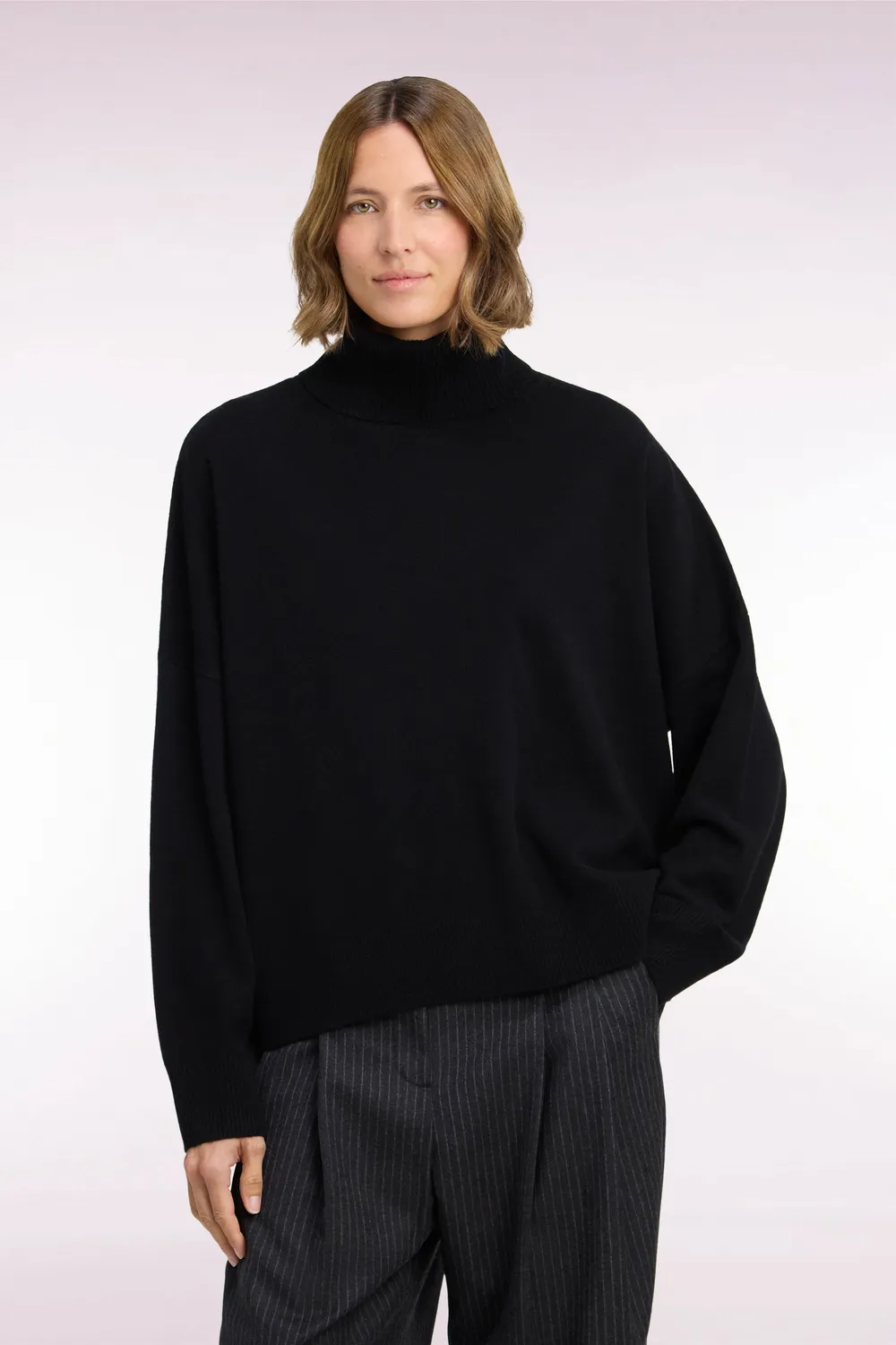 Eden Park Club Classique Pull Col Roulé Noir Cachemire