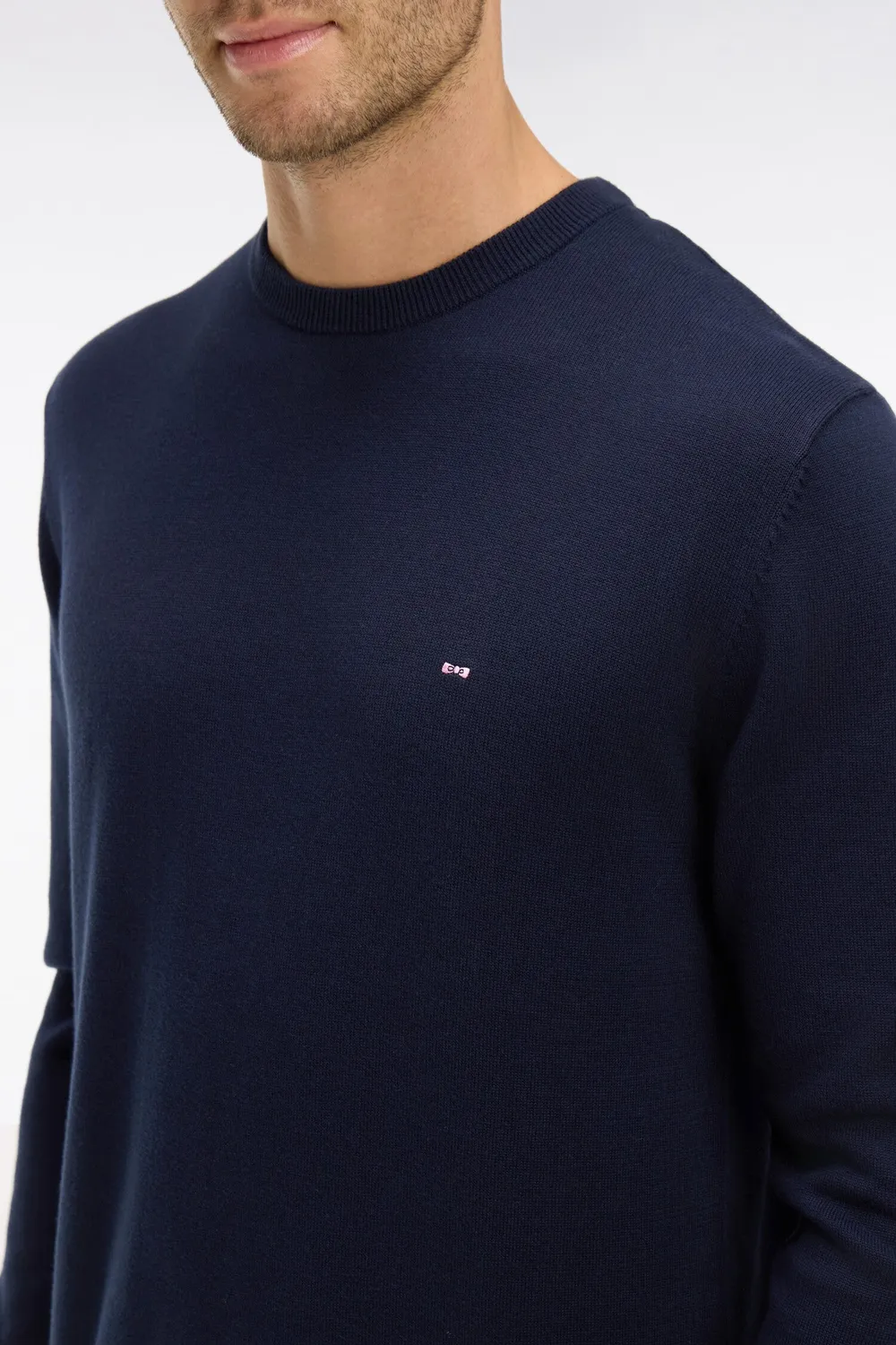 Eden Park pull col rond bleu marine coton homme