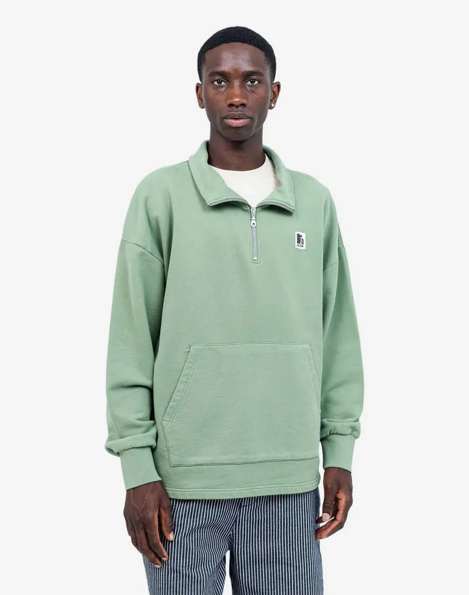 Olow Bernex sweat zippé vert sauge coton bio