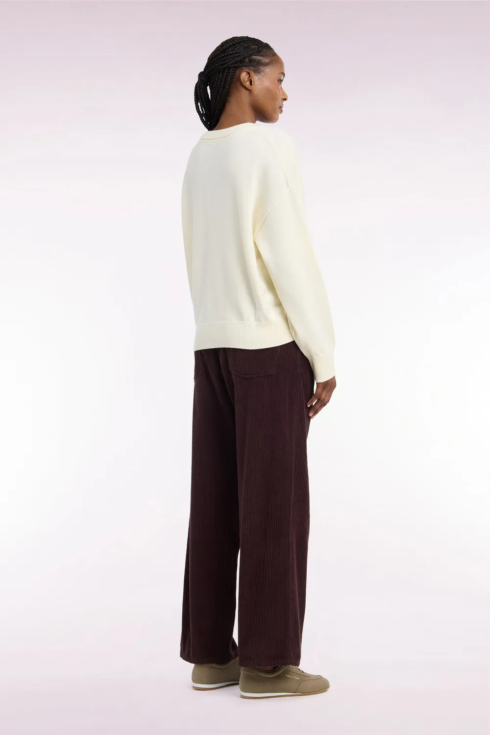 Eden Park pantalon velours côtelé marron femme droite