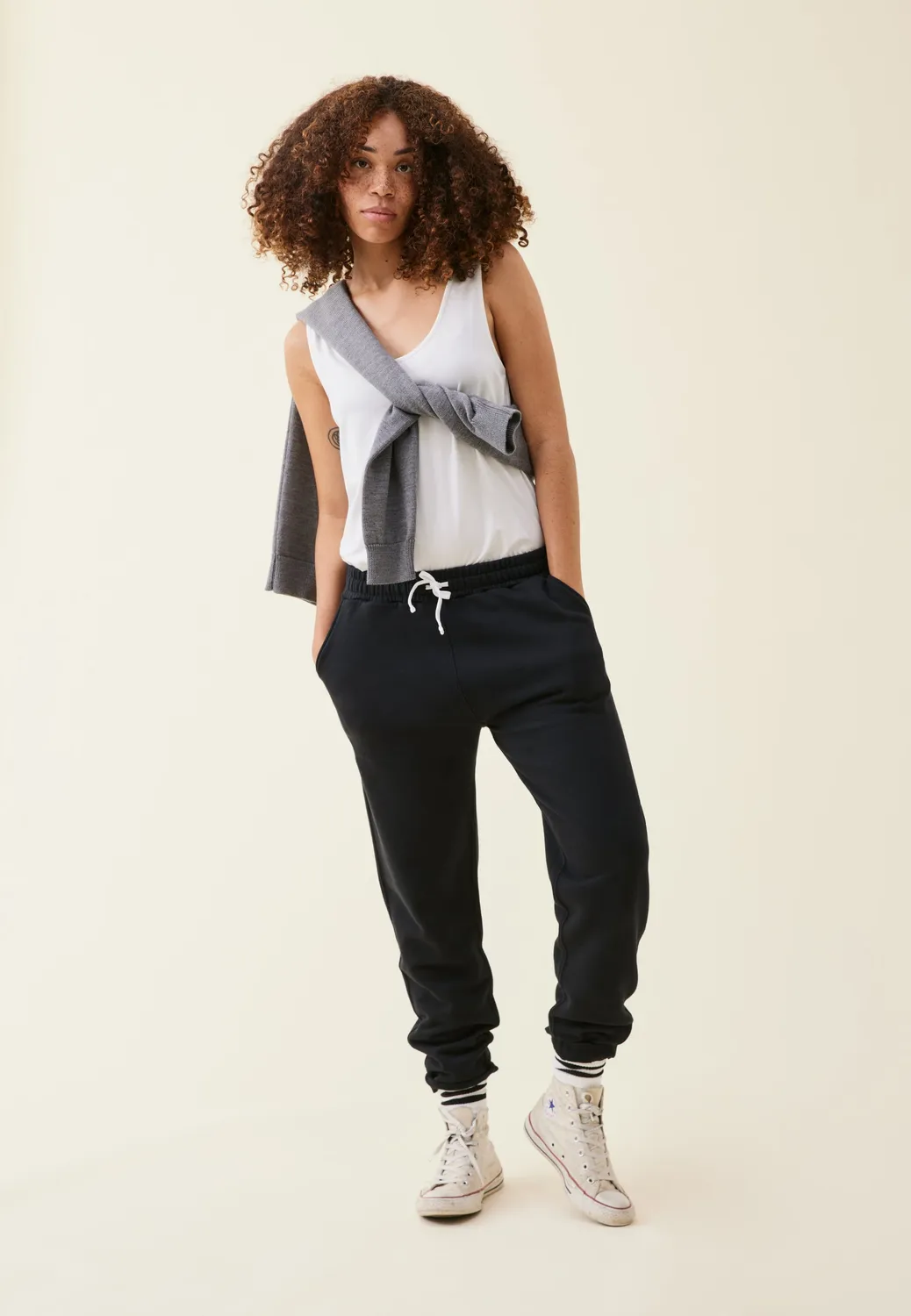 Loom jogging jogpant noir poche zippée coton bio