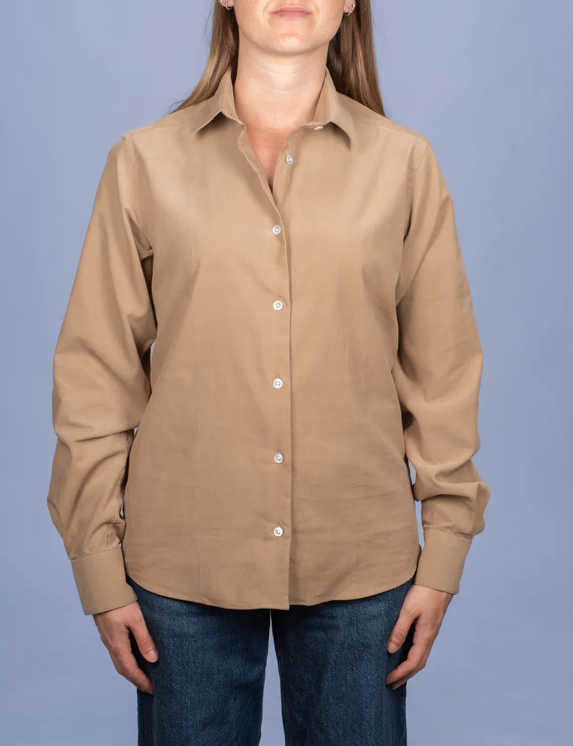 La Chemise Française Velours Milleraies Camel chemisier femme