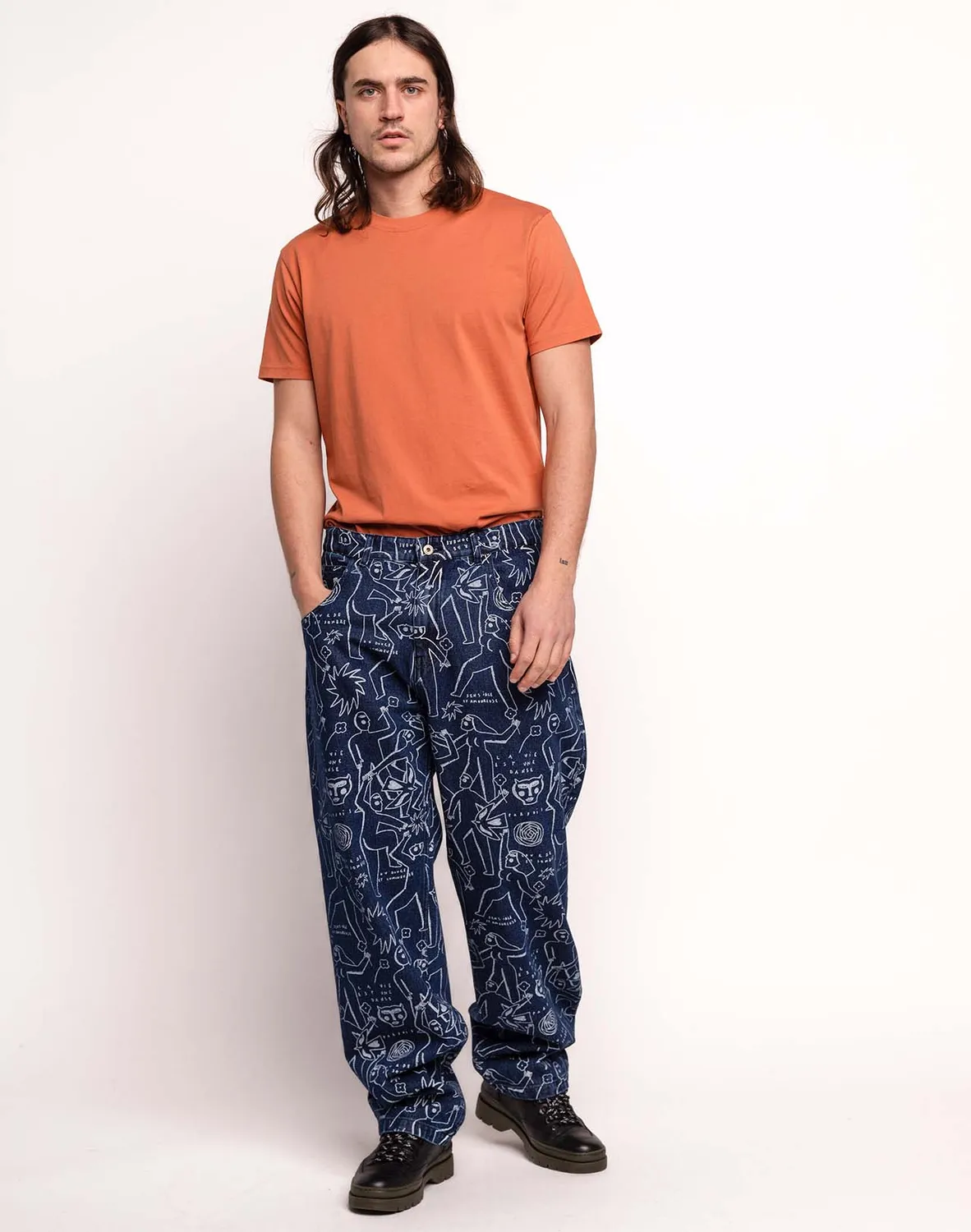 Olow Costa Life Dance pantalon denim bleu coupe ample