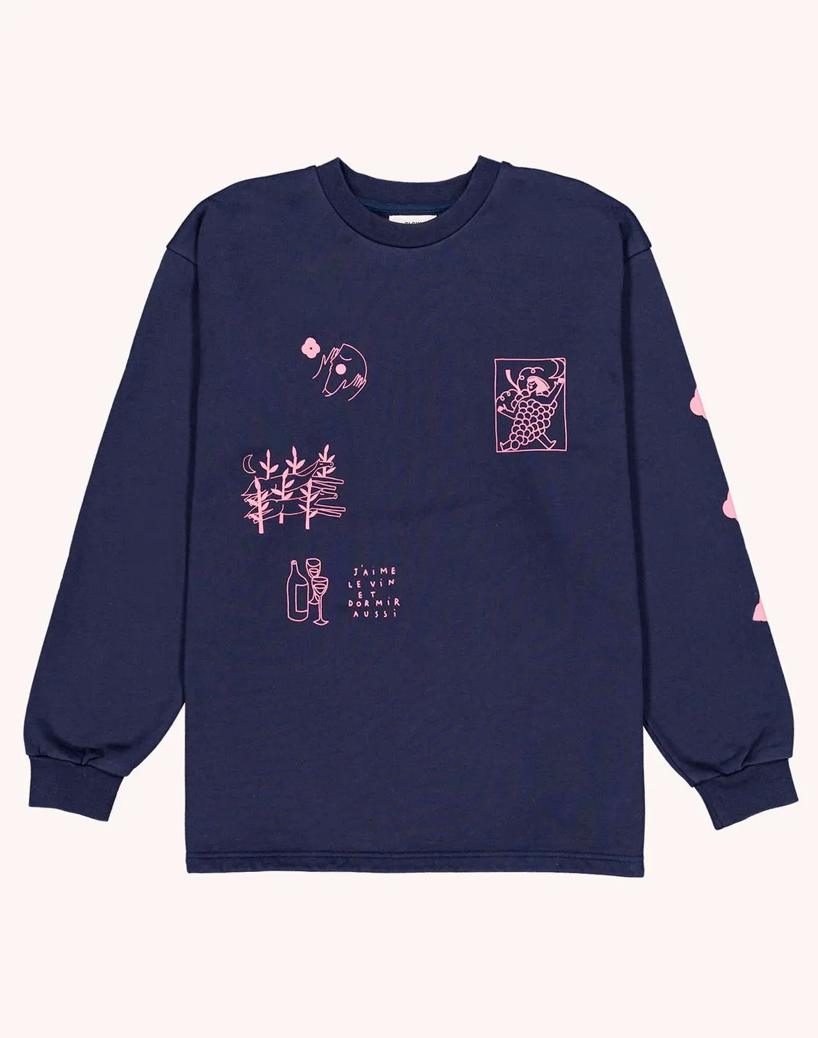 OLOW Wine And Sleep sweat bleu dusk coton bio