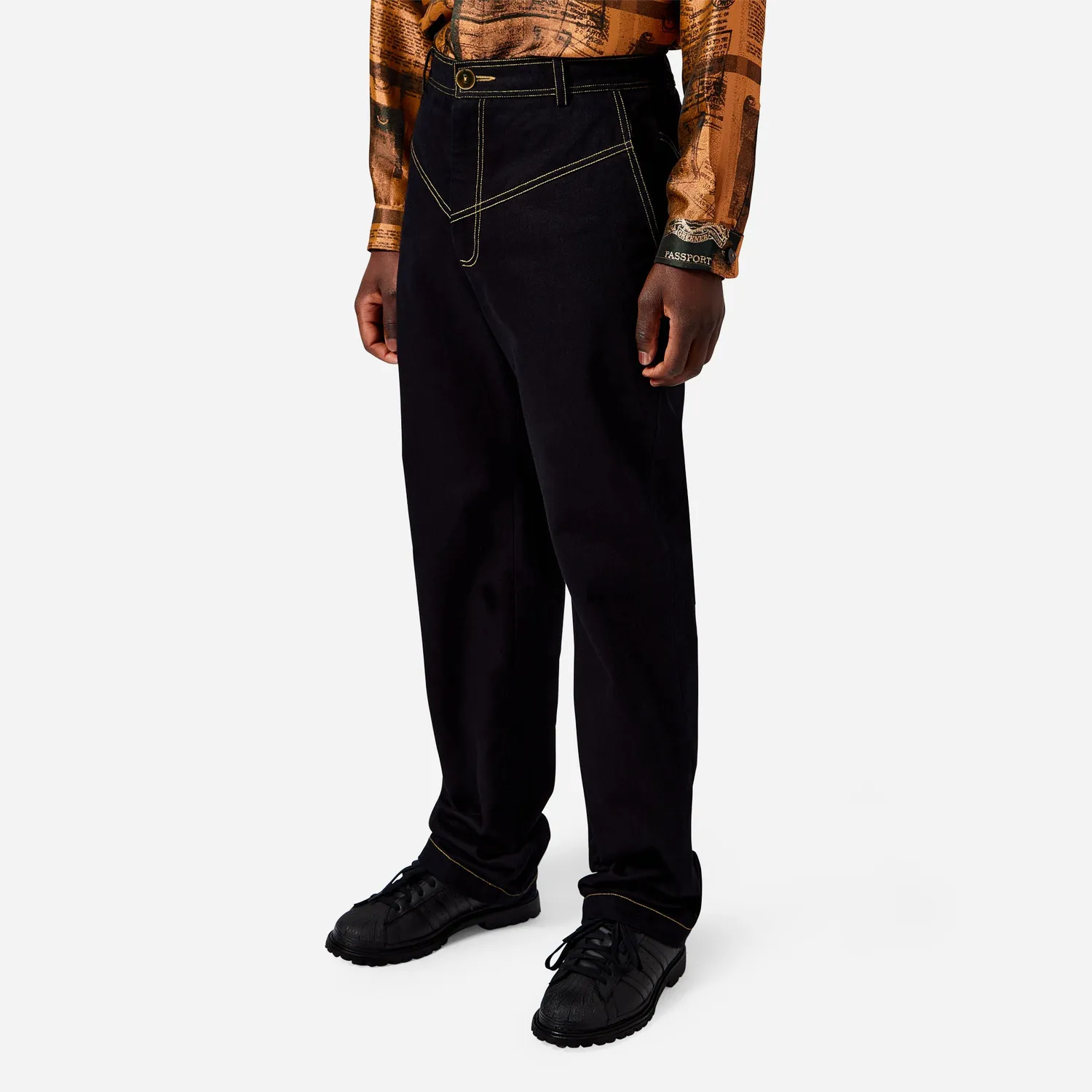 Labrum Black Label jean homme monogramme noir brodé