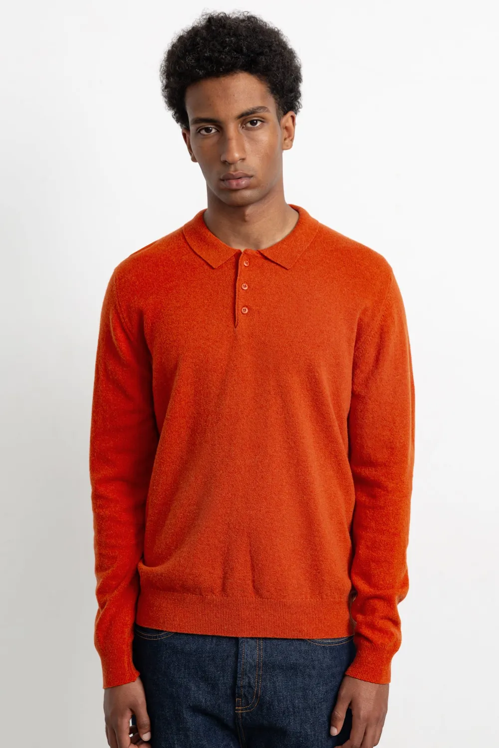 Edmmond Studios Wool Polo Plain Orange polo orange en laine