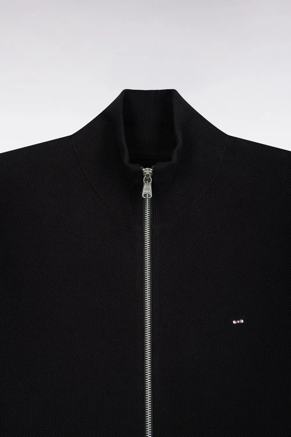 Eden Park cardigan zippé coton noir coupe droite