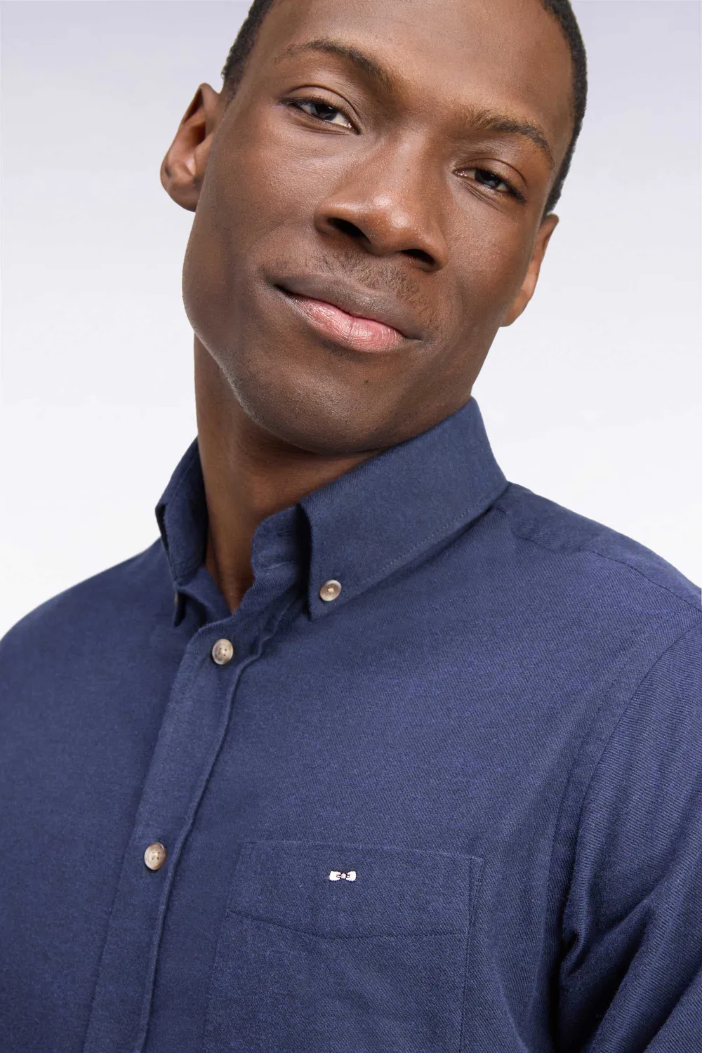 Eden Park Chemise Coton Marine Coupe Droite Col Boutonné