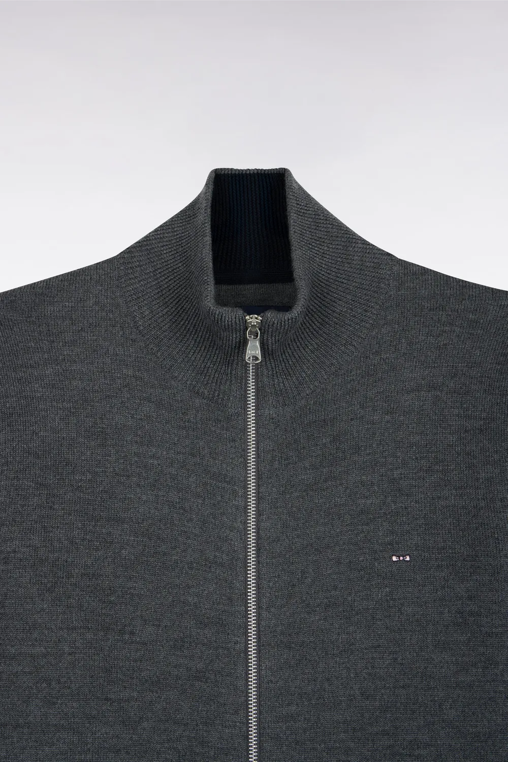 Eden Park Club Evolution cardigan mérinos gris zippé