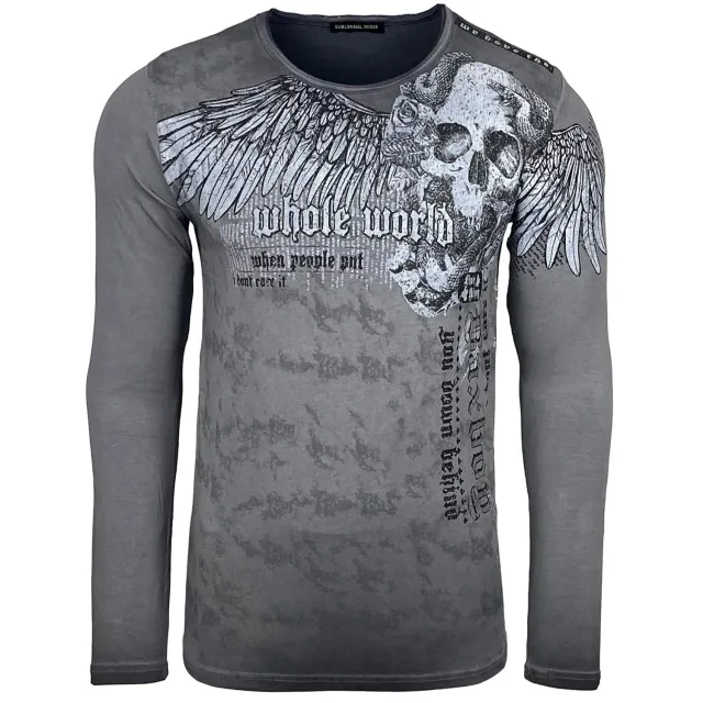 Subliminal Mode BX709 t-shirt homme col rond coton délavé