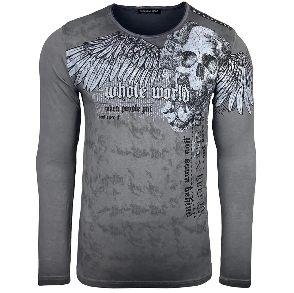 Subliminal Mode BX709 t-shirt homme col rond coton délavé