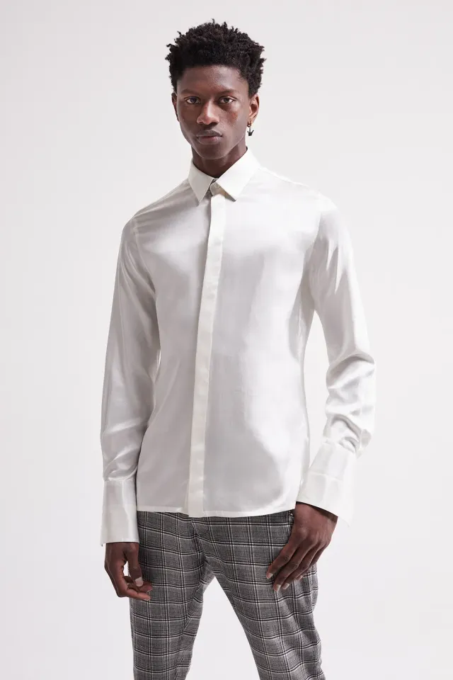 French Deal Caractère chemise homme satin de soie