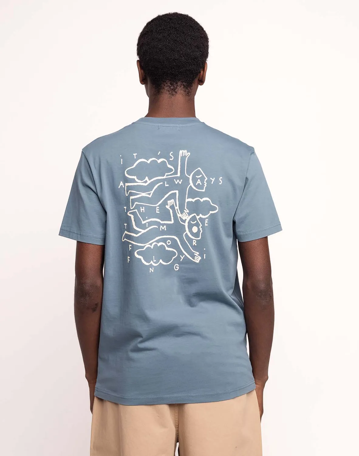 OLOW Flying t-shirt homme bleu acier coton bio