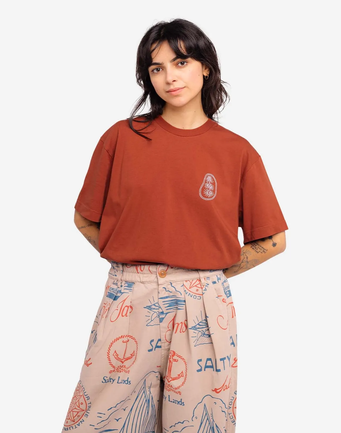 OLOW Shellweed t-shirt ample rouille coton bio