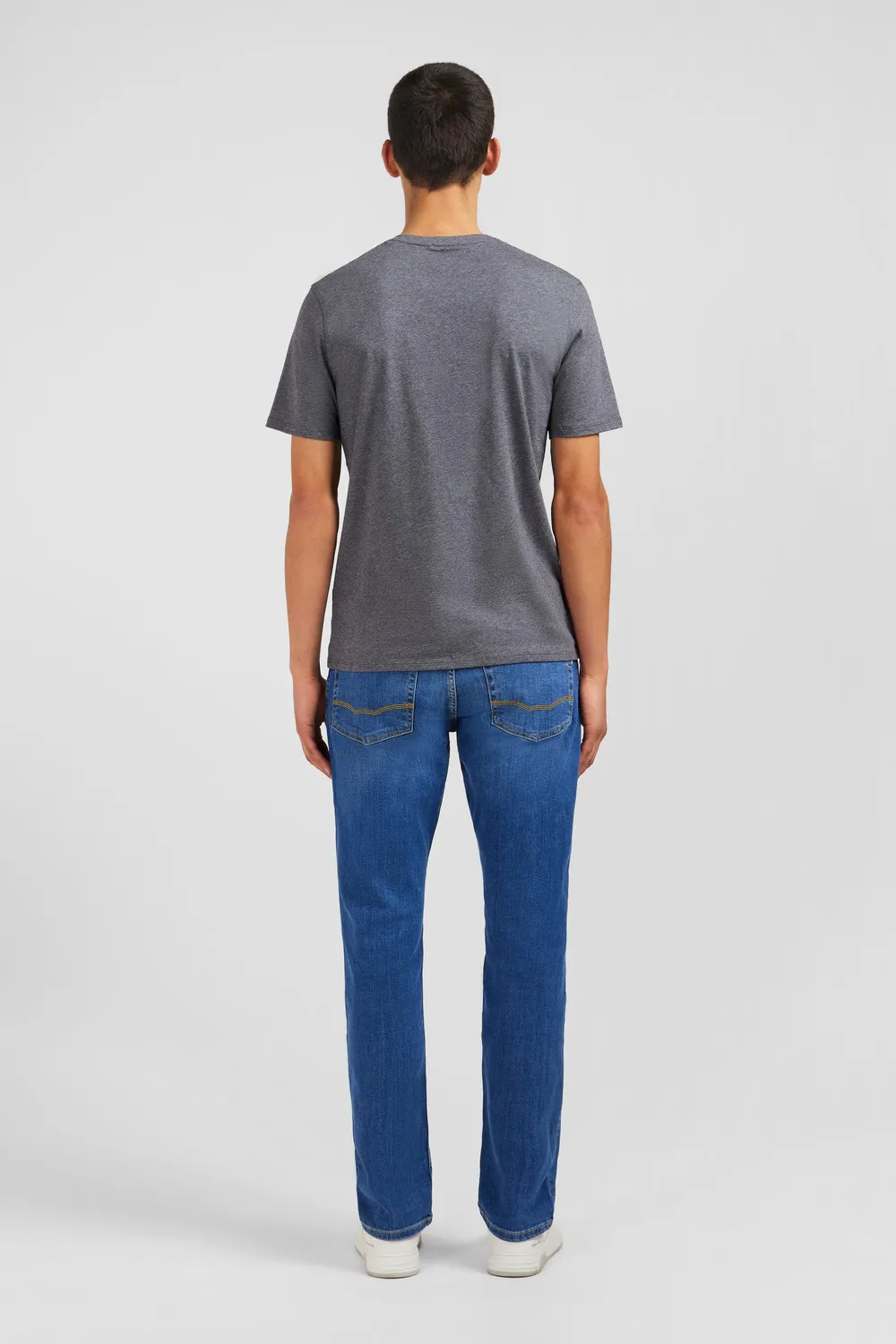 Eden Park t-shirt homme gris col V coton Pima manches courtes