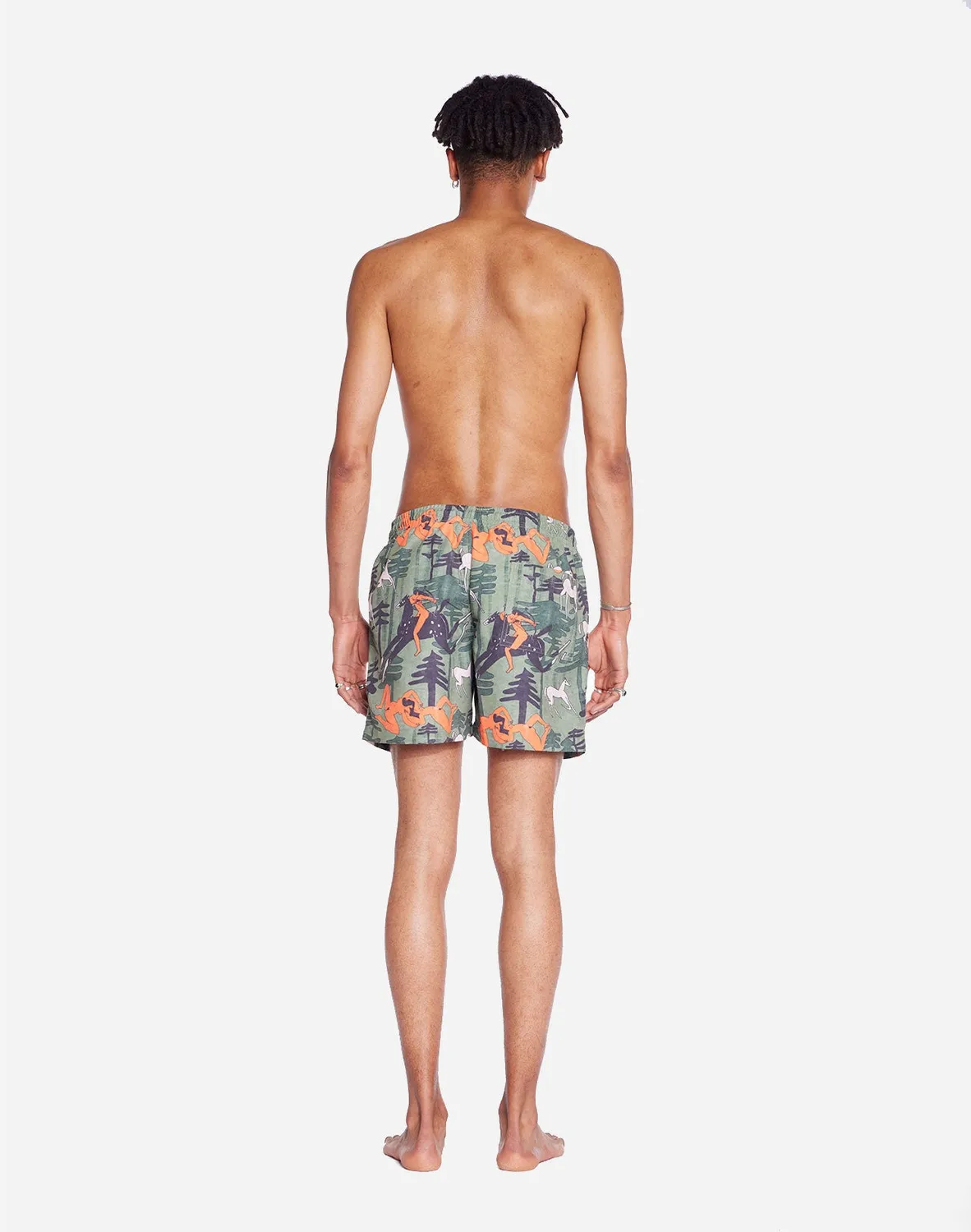 OLOW Dhanur Short de bain homme imprimé recyclé