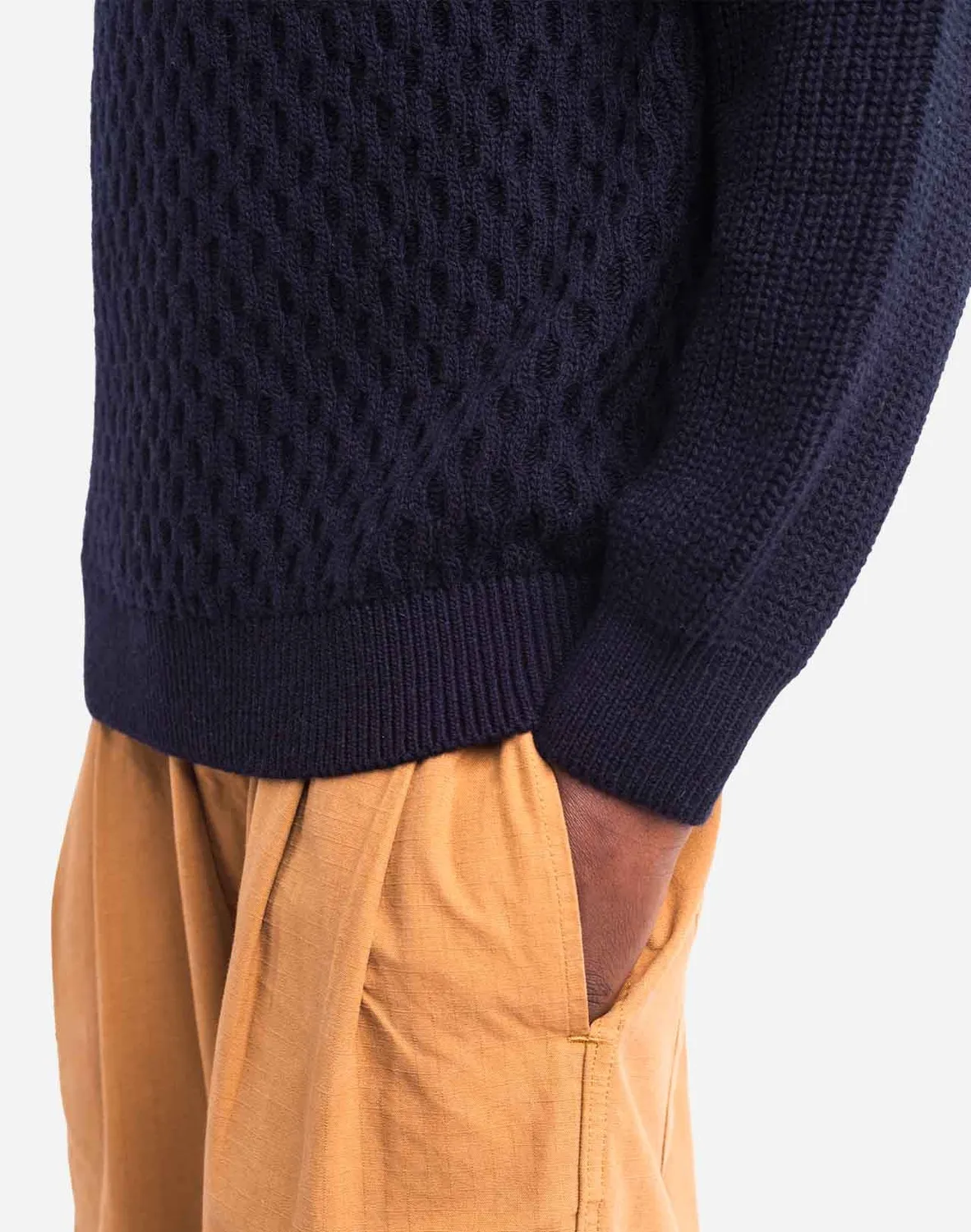 OLOW Peak pull marine laine mérinos manches raglan