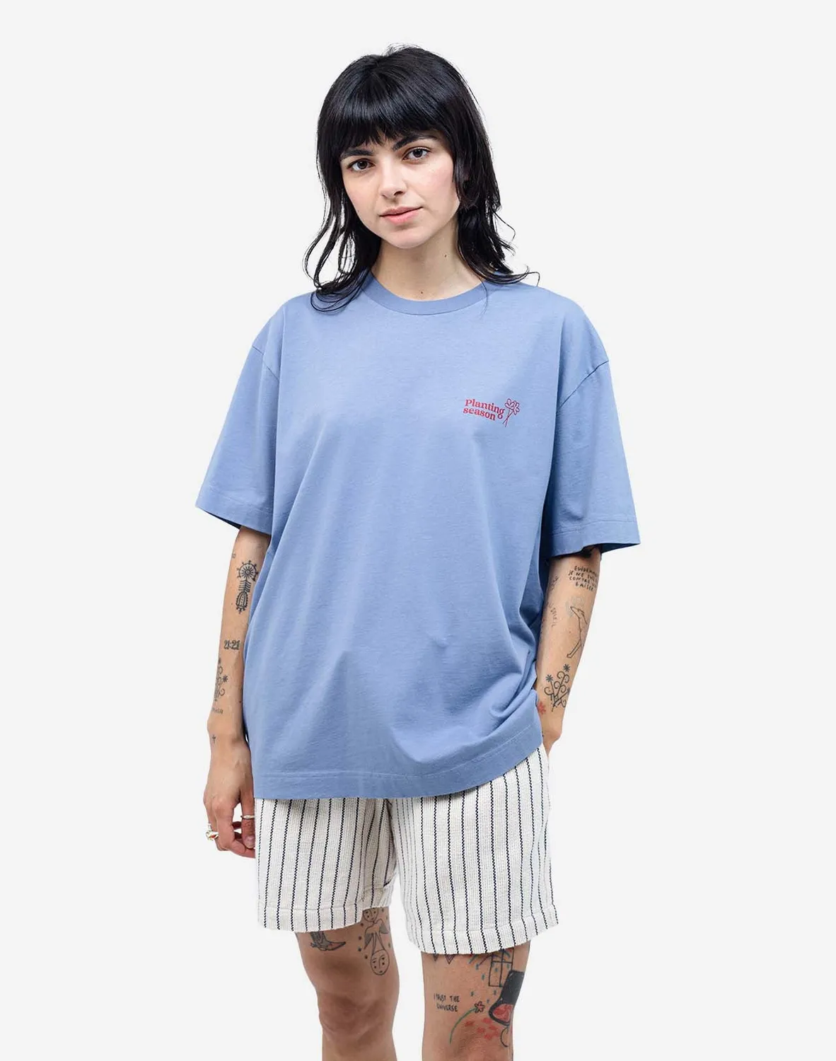 OLOW Planting t-shirt bleu azur coton bio ample