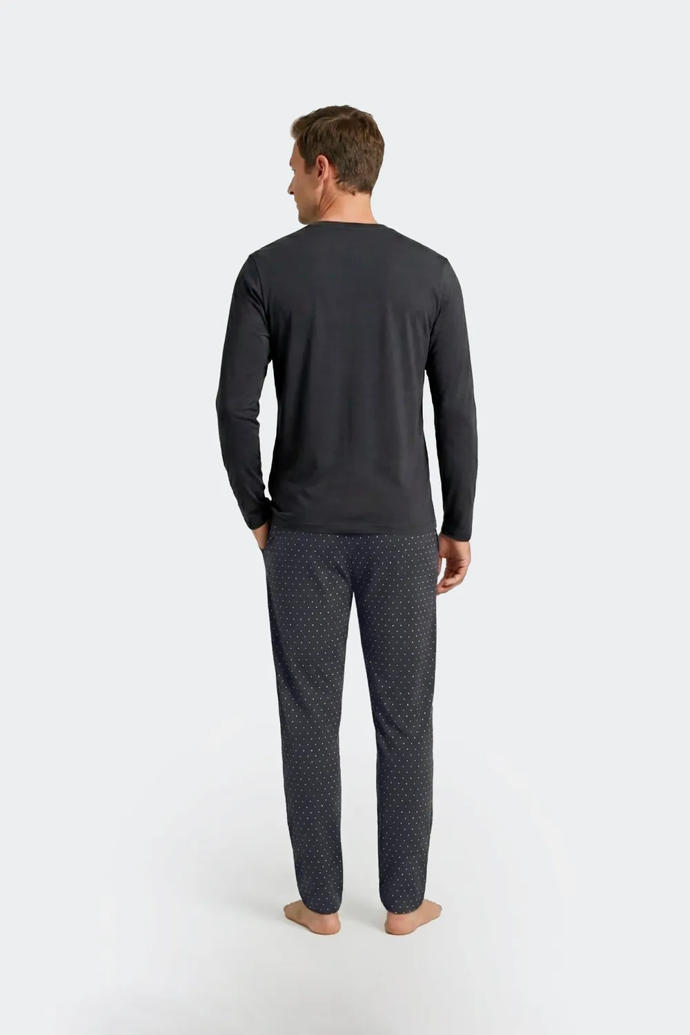 Eden Park ensemble pyjama long marine coton pantalon pois