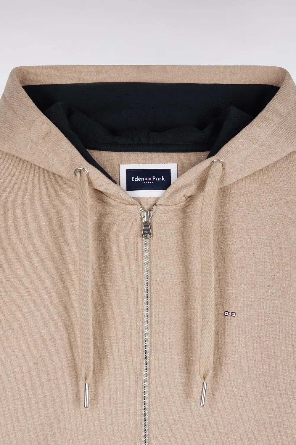 Eden Park sweat capuche zippé molleton beige