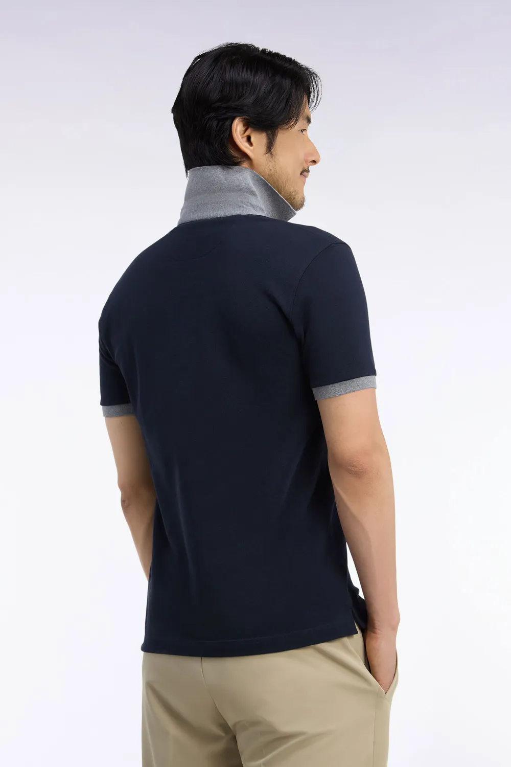 Eden Park Club Evolution polo coton bicolore marine gris droit