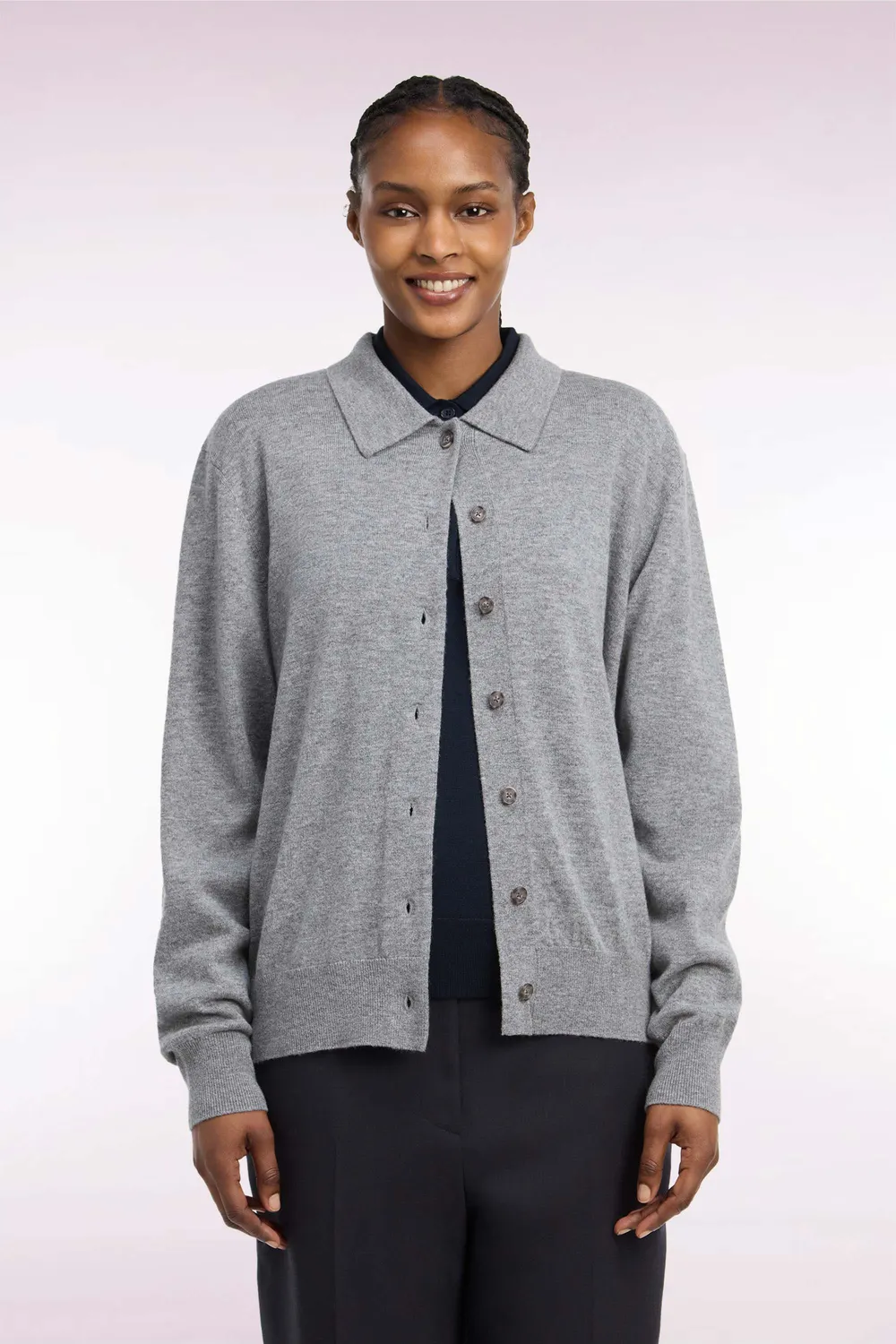 Eden Park Club Classique cardigan gris laine cachemire femme