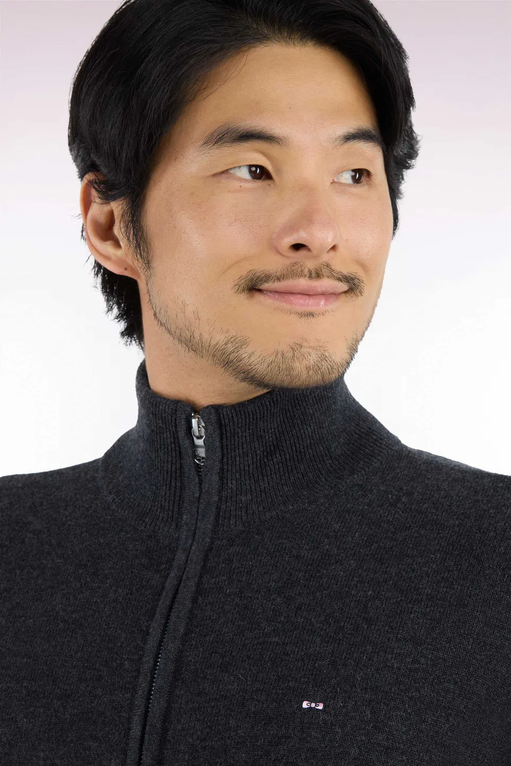 Eden Park H26MAICA0001 cardigan zippé gris laine coton