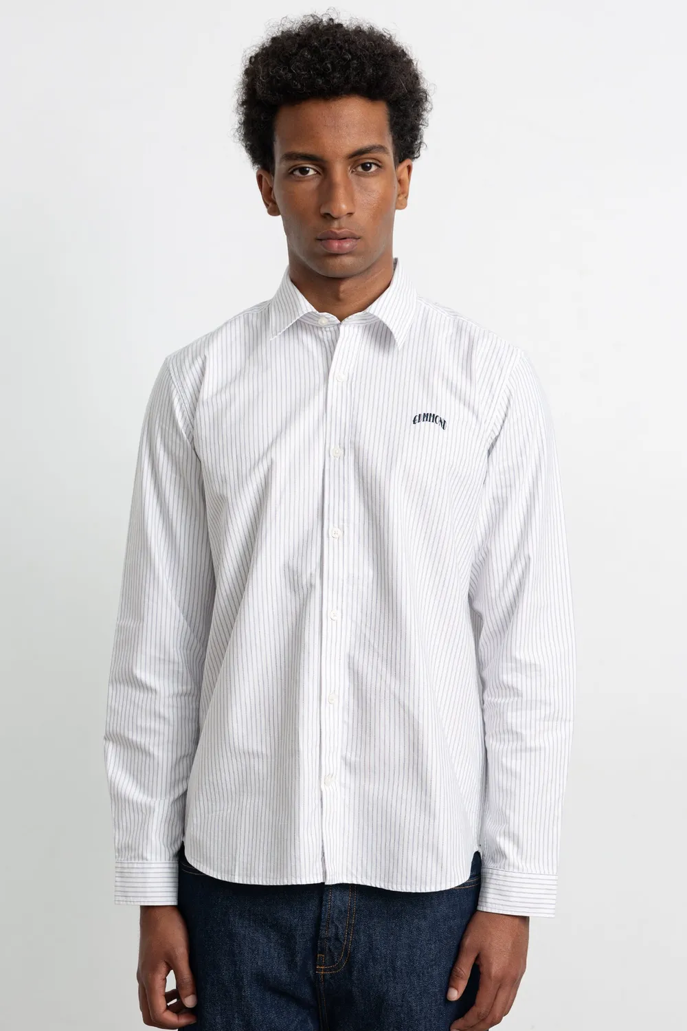 Edmmond Studios Mini Core chemise homme blanche rayures oxford