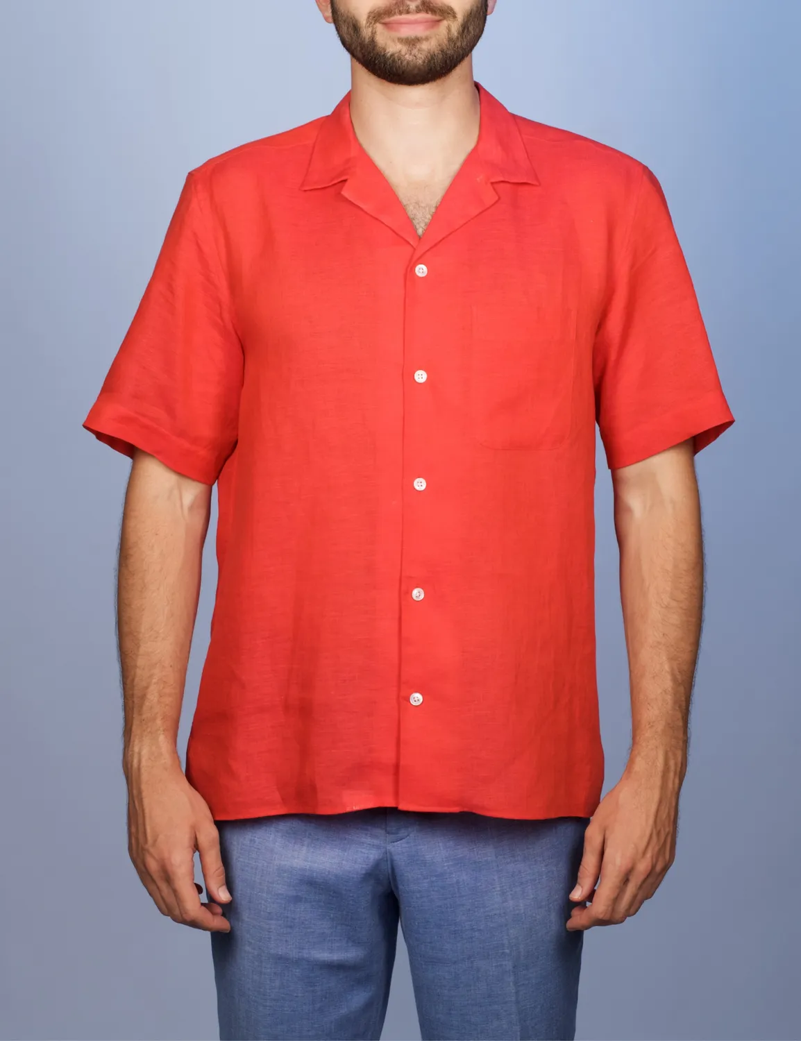 La Chemise Française Havane Rouge chemise homme lin col cubain