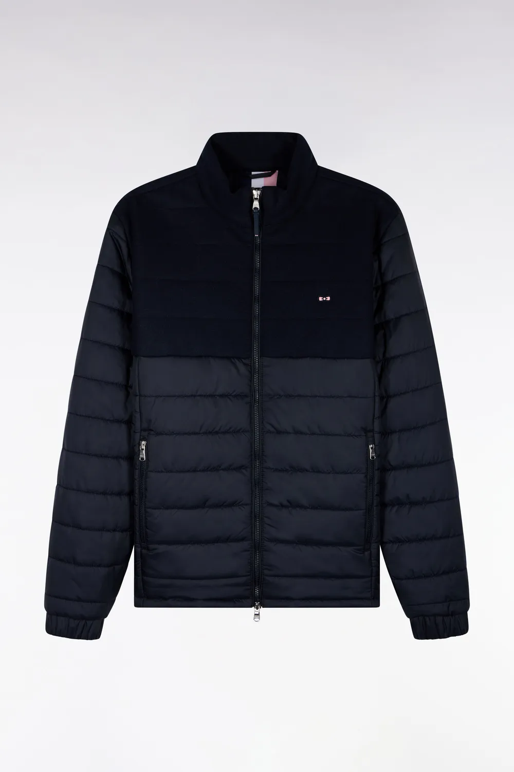 Eden Park doudoune bimatière nylon flanelle marine homme