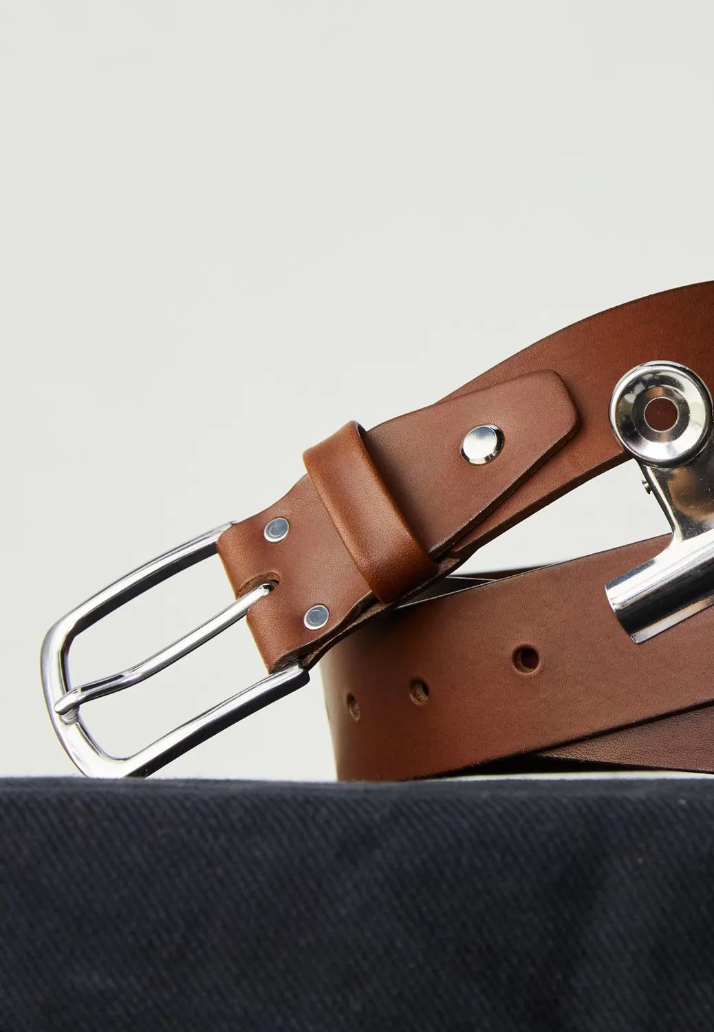 Loom ceinture casual homme cuir pleine fleur cognac