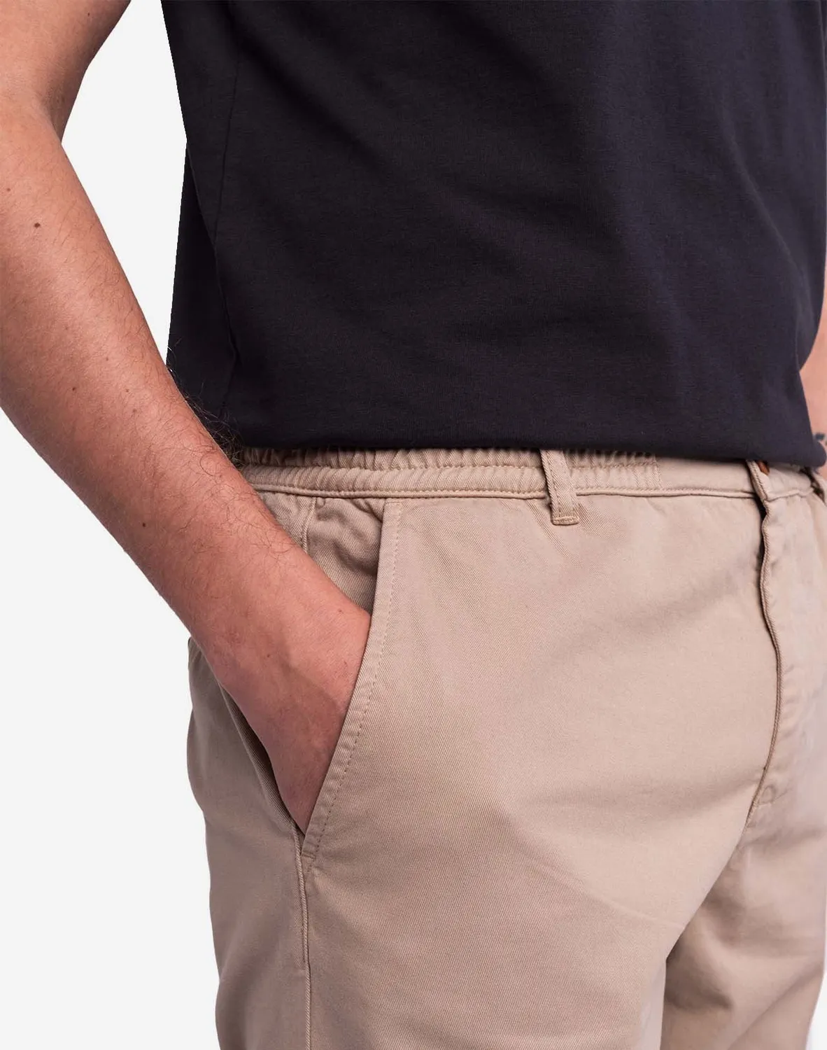 OLOW Chino pantalon beige taille élastique