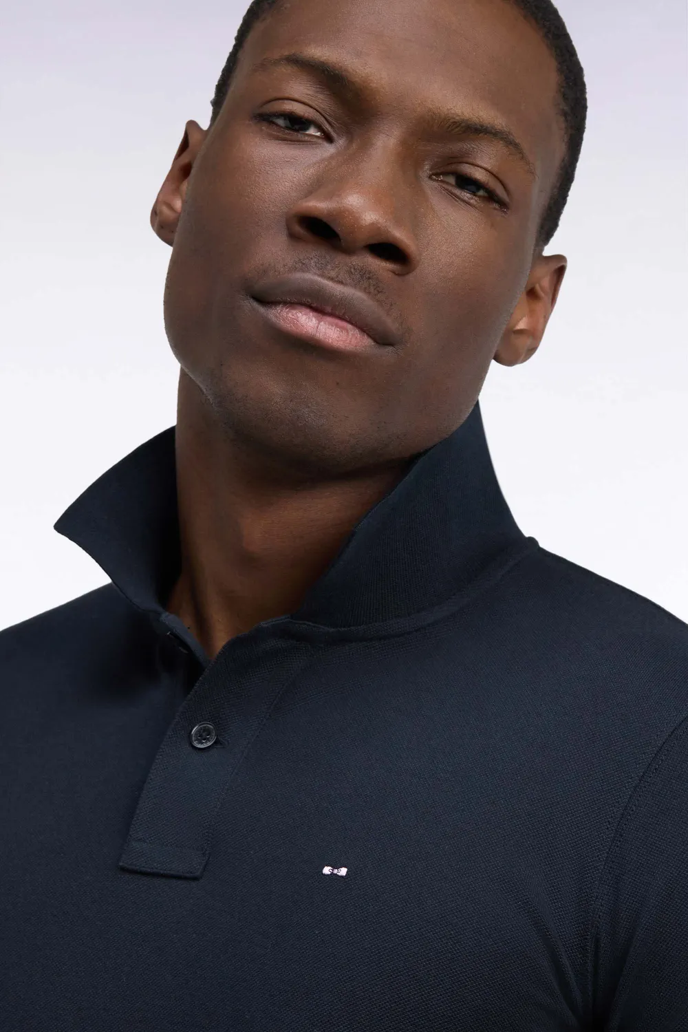 Eden Park polo manches longues Pima noir droit