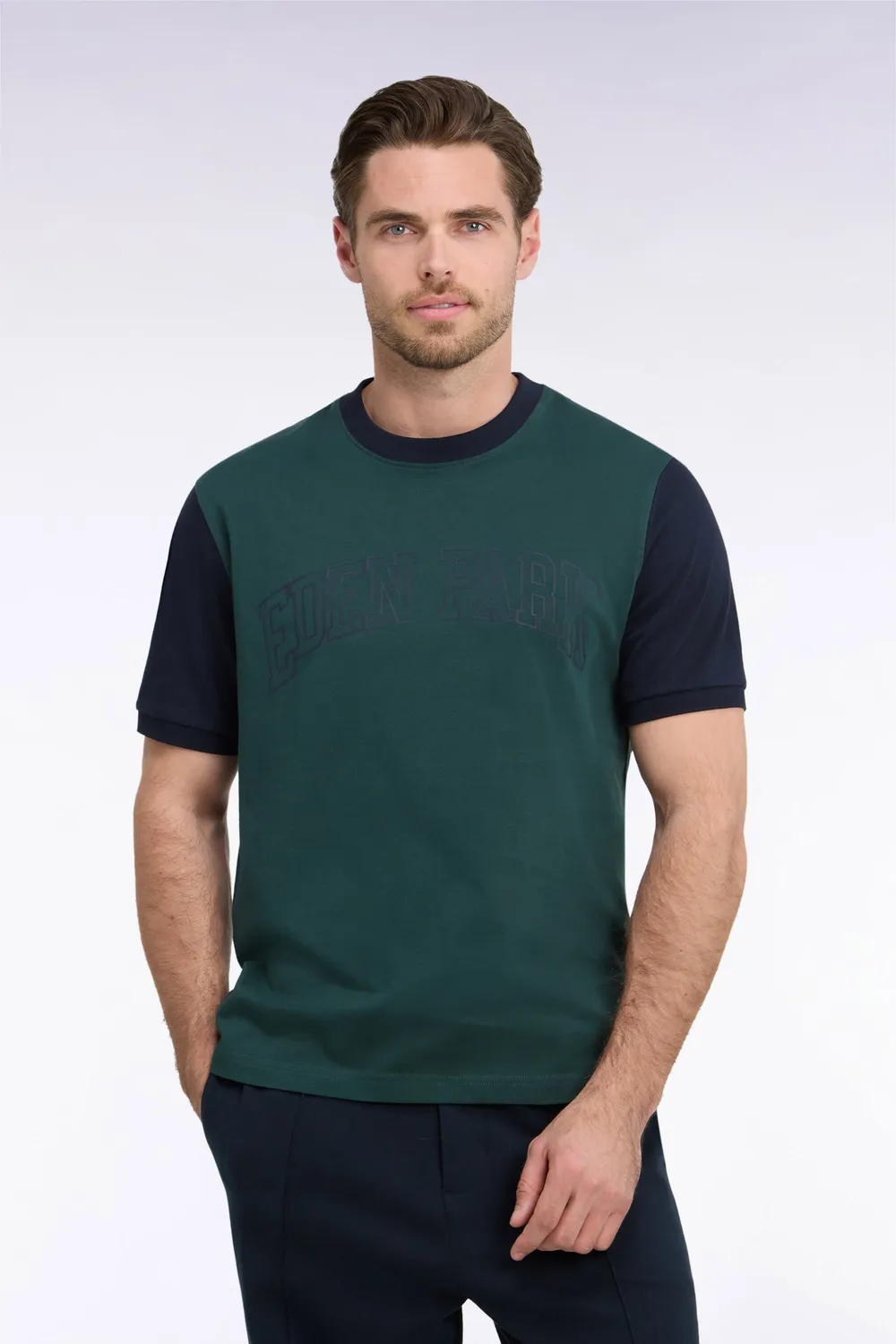 Eden Park t-shirt coton marine kaki coupe droite