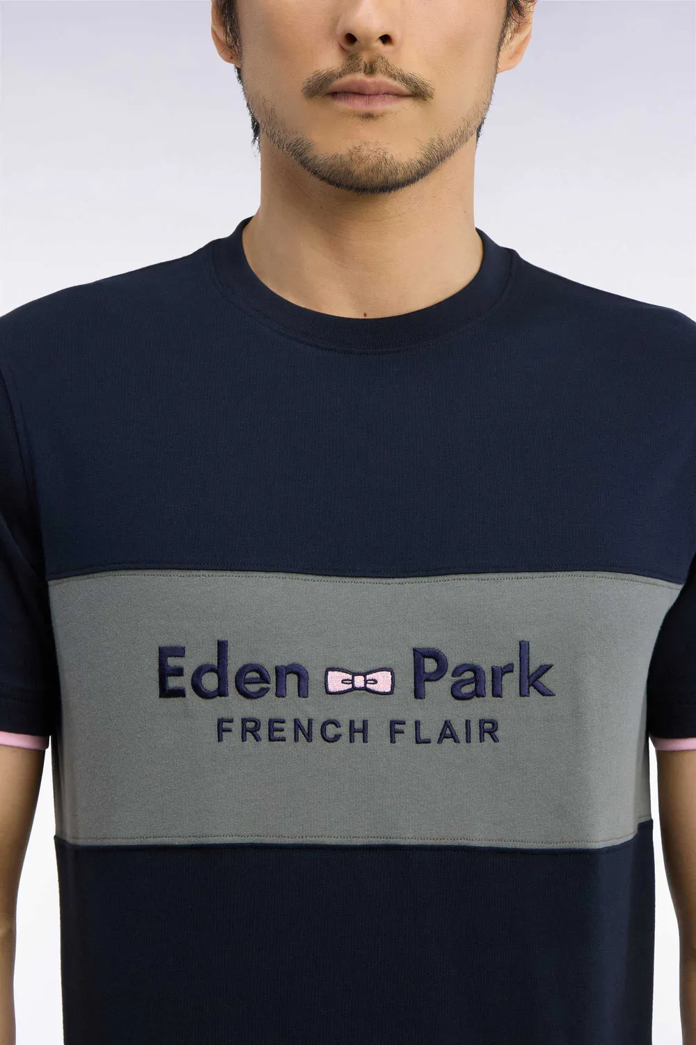 Eden Park t-shirt manches courtes bicolore kaki brodé