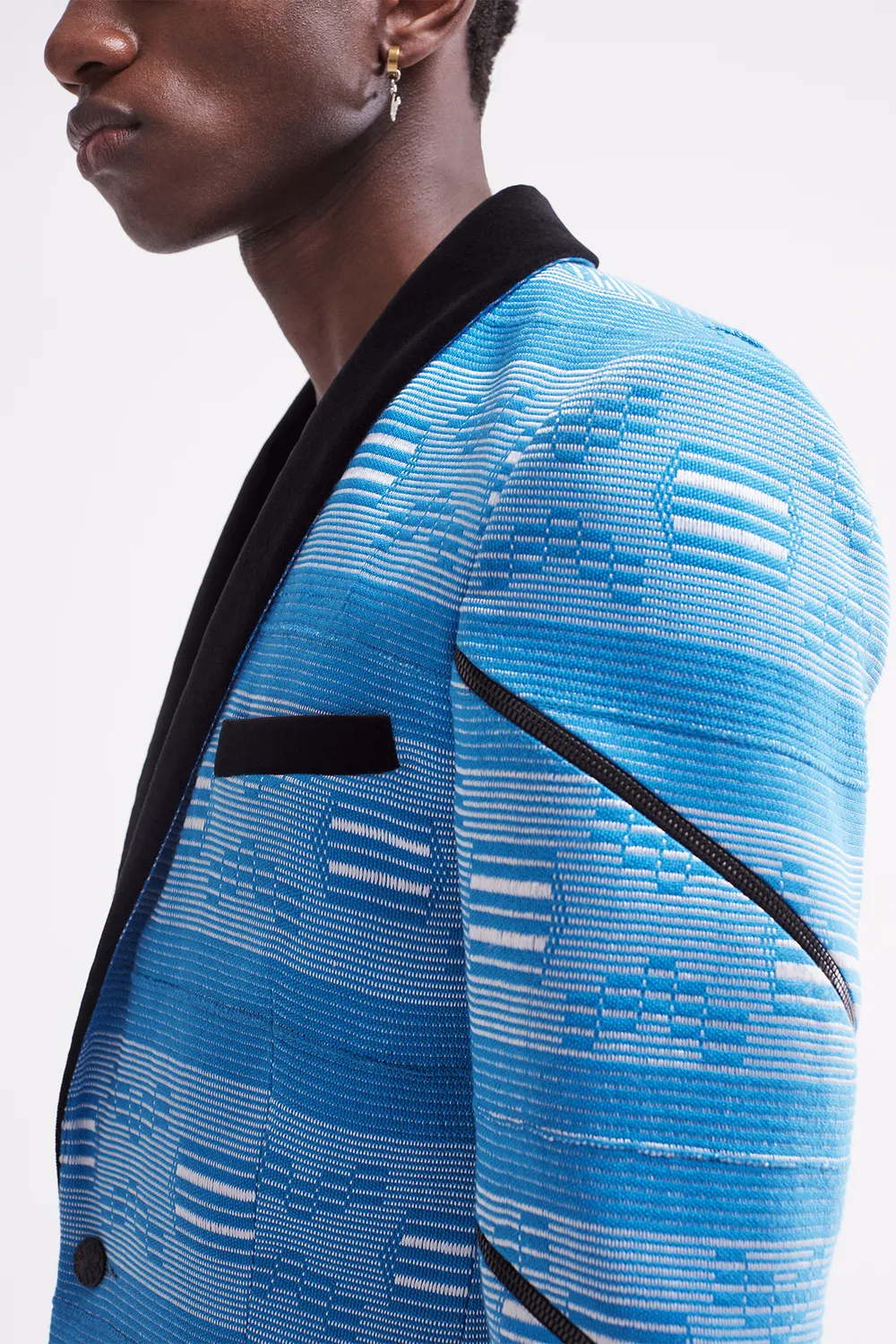 French Deal Ashanti veste pagne baoulé bleu coton