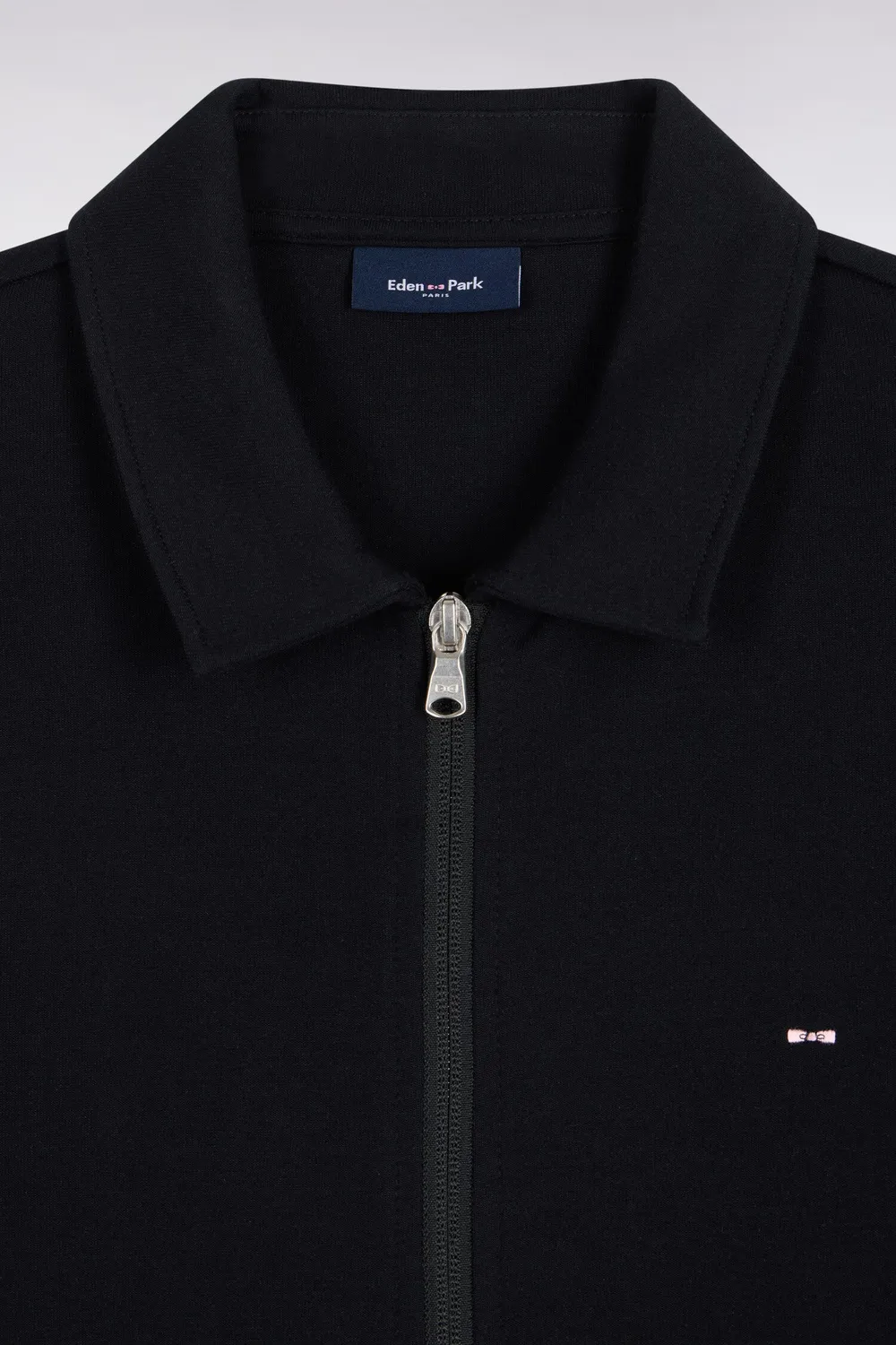 Eden Park sweat zippé col polo coton noir droit