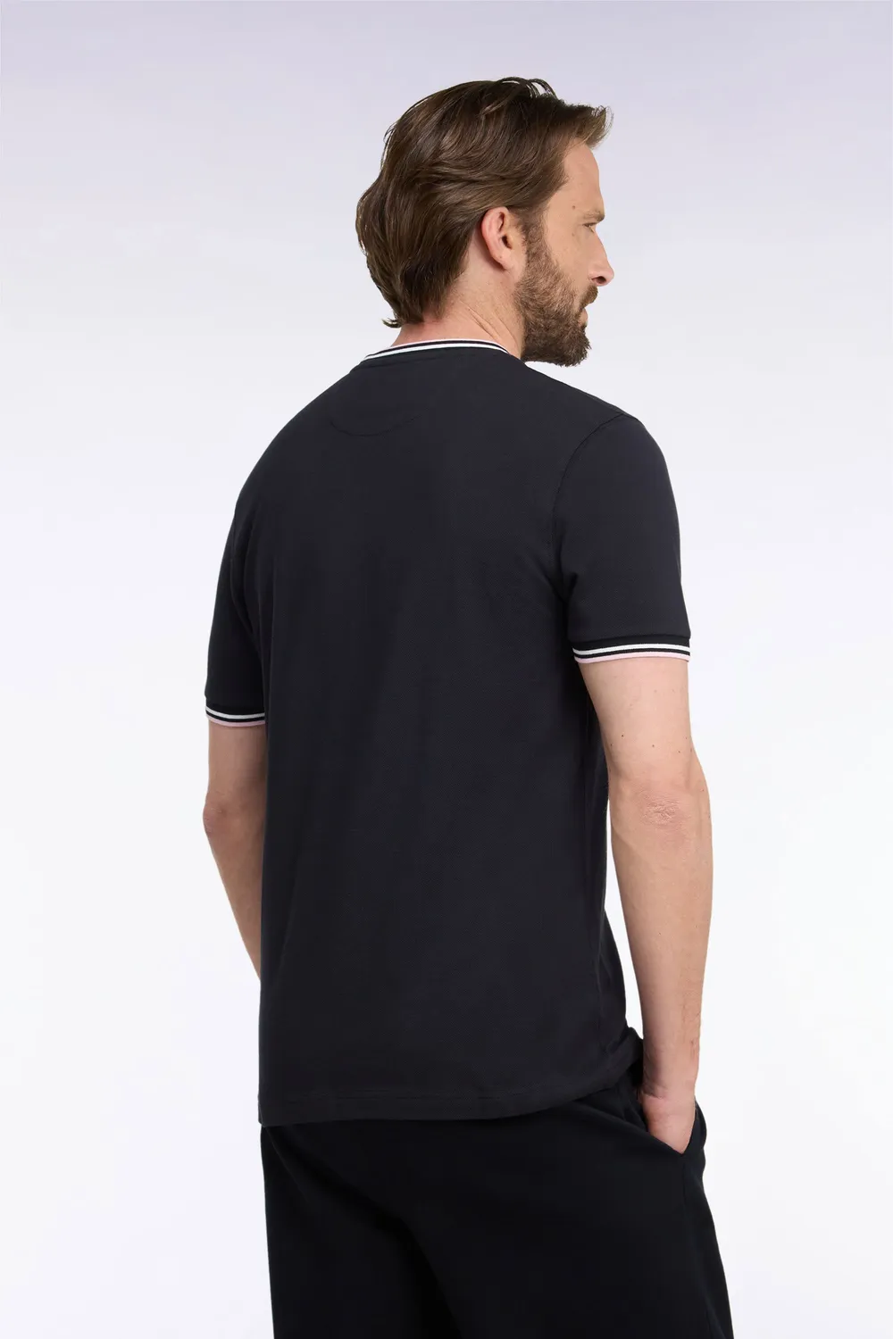 Eden Park Legend Rugby t-shirt coton noir rayé coupe droite