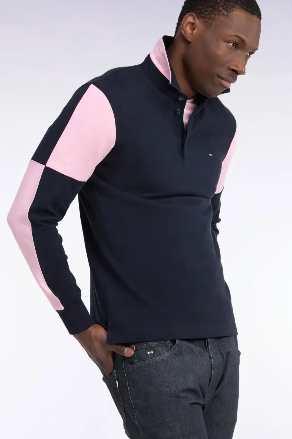 Eden Park Papillon maillot rugby manches longues marine rose