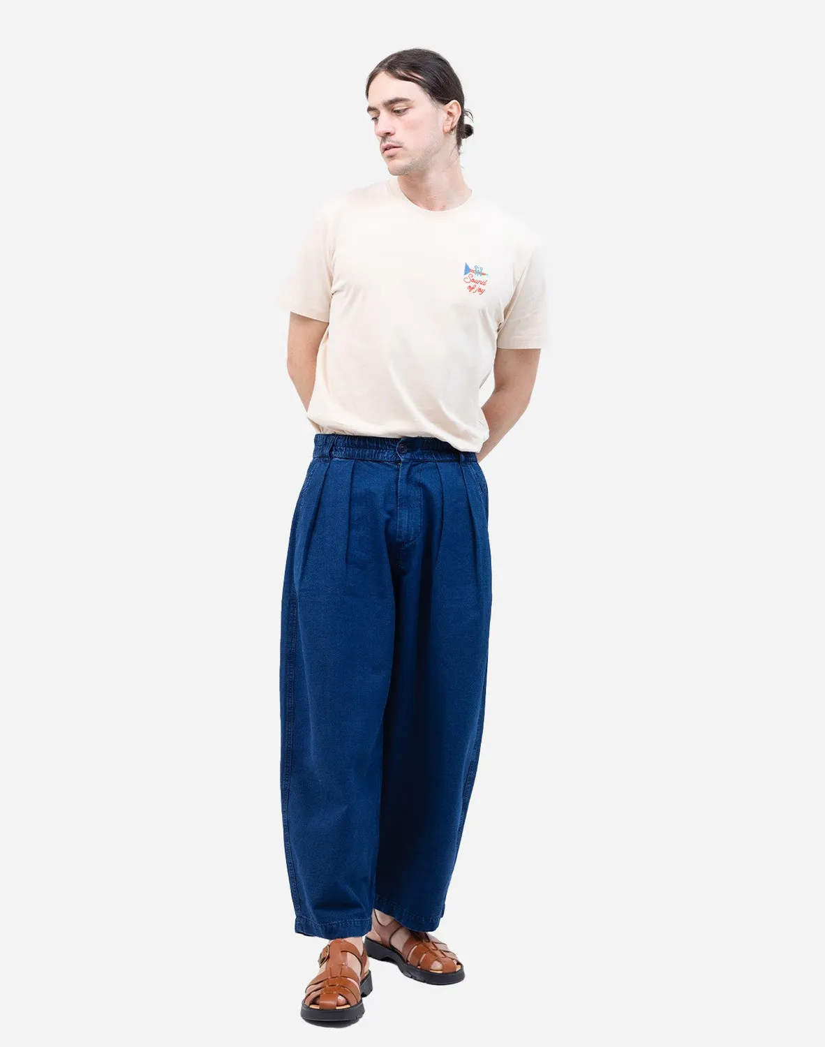 Olow Cargeot pantalon denim bleu ample