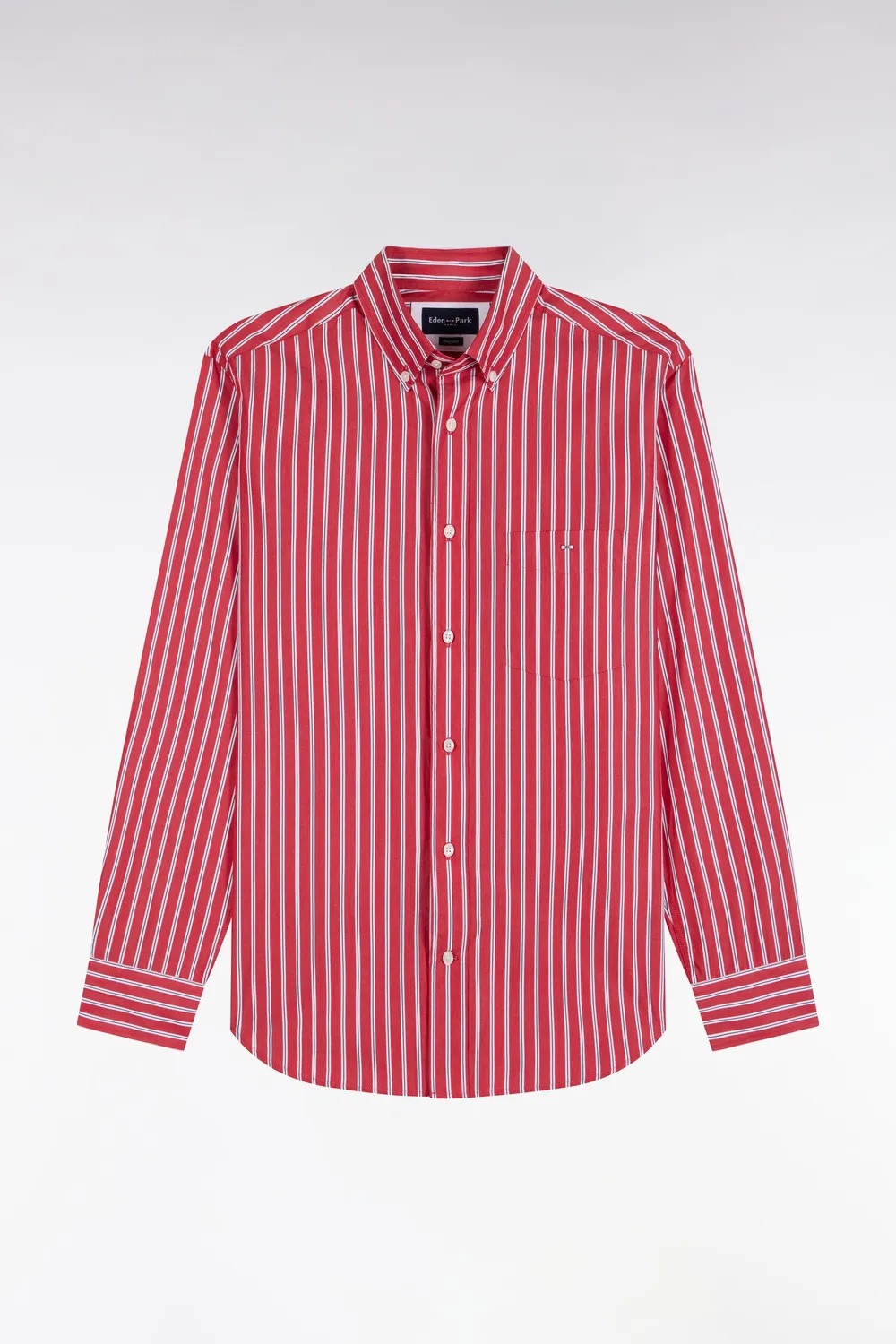 Eden Park H26CHECL0019 chemise rouge coton rayures droite