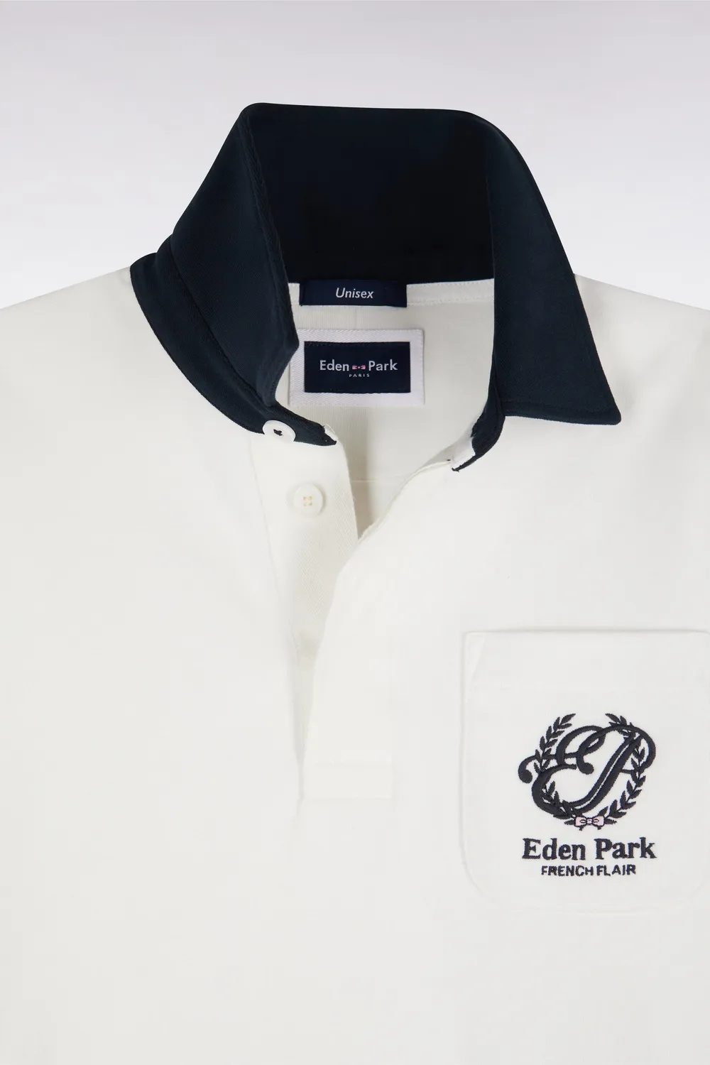 Eden Park Heritage sweat unisexe écru col maillot coupe loose