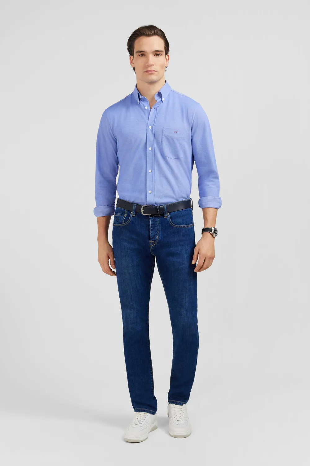 Eden Park PPSHICHE0018 chemise slim bleu pinpoint