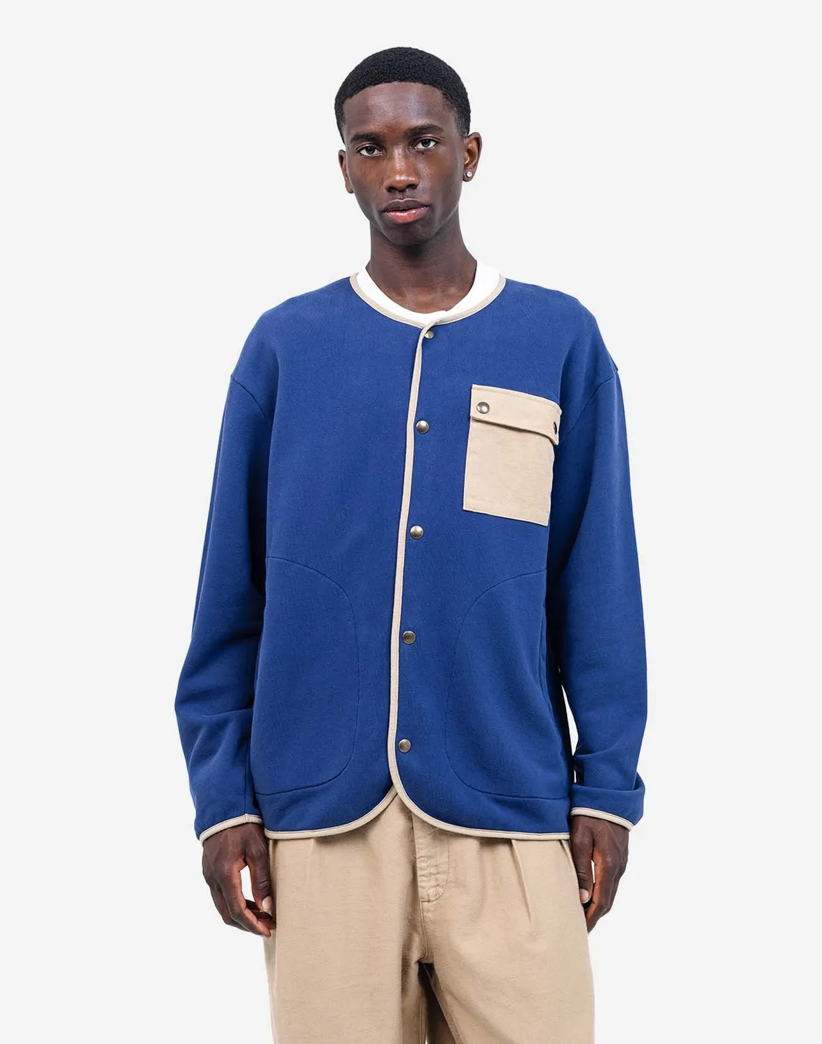 OLOW Okina sweat boutonné coton bio bleu outremer